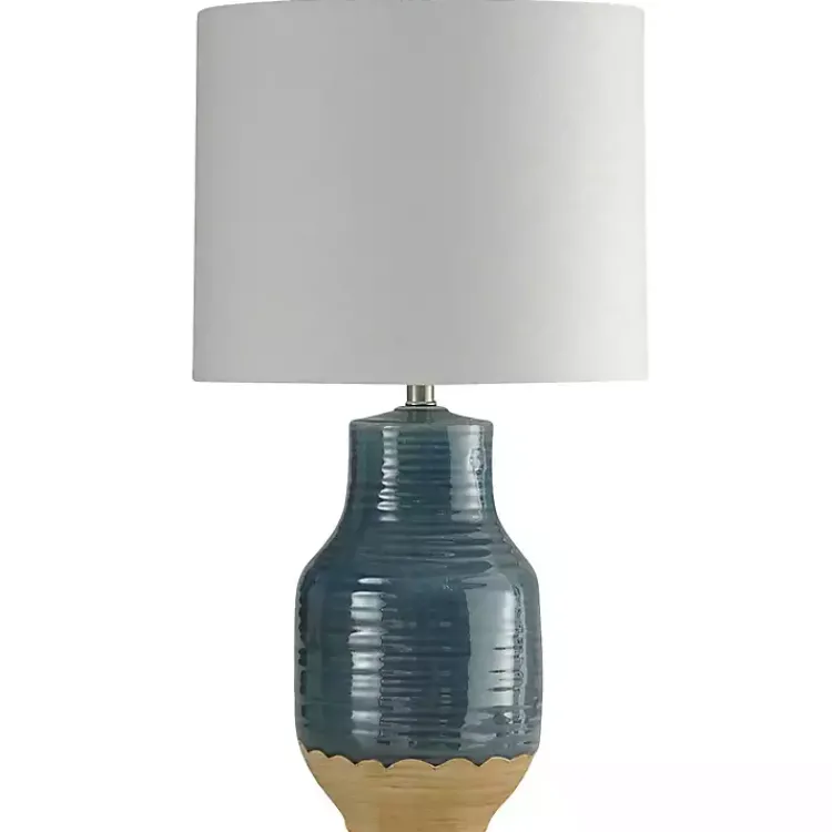 Table Lamps-Kirklands Home Blue Dipped Ceramic Table Lamp White