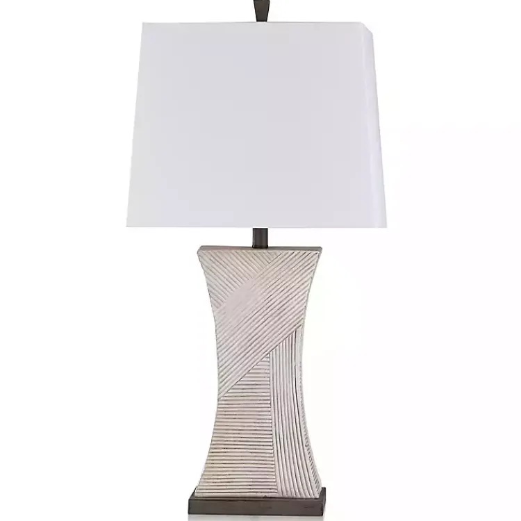 Table Lamps-Kirklands Home Ribbed Concave Table Lamp White