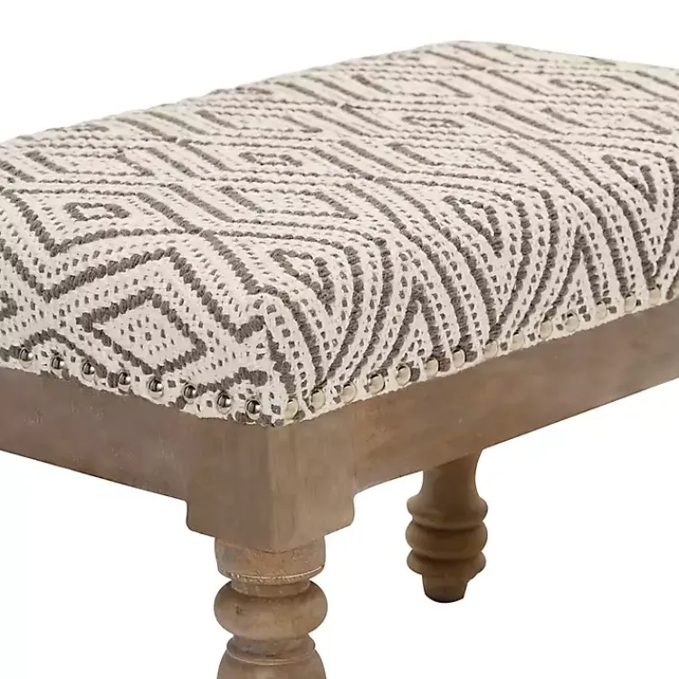 Benches & Ottomans-Kirklands Home Gray Diamond Upholstered Ottoman