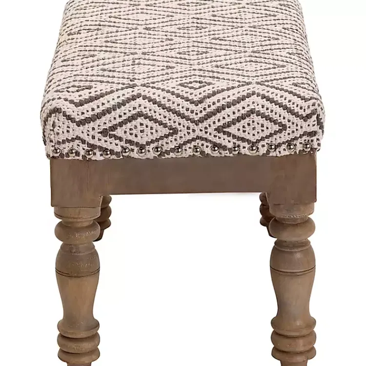 Benches & Ottomans-Kirklands Home Gray Diamond Upholstered Ottoman
