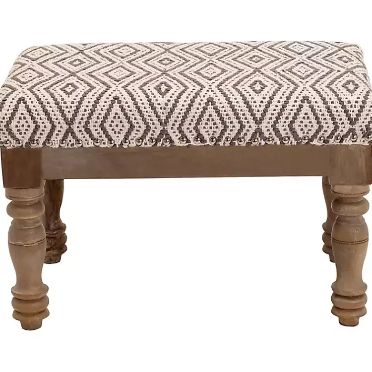 Benches & Ottomans-Kirklands Home Gray Diamond Upholstered Ottoman