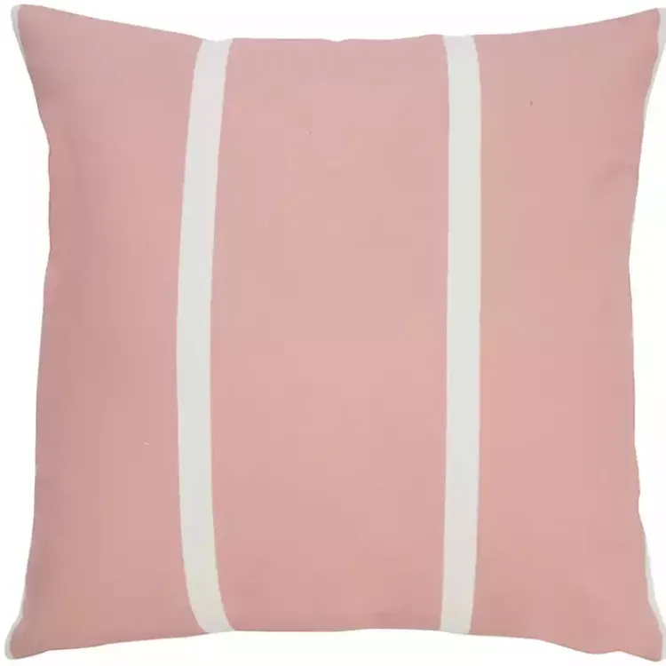 Outdoor Cushions & Pillows-Kirklands Home Sunset Pink Double Stripe Outdoor Pillow
