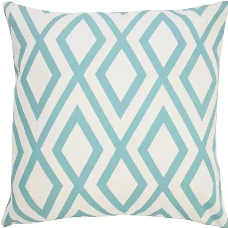 Outdoor Cushions & Pillows-Kirklands Home Turquoise Geometric Diamond Outdoor Pillow
