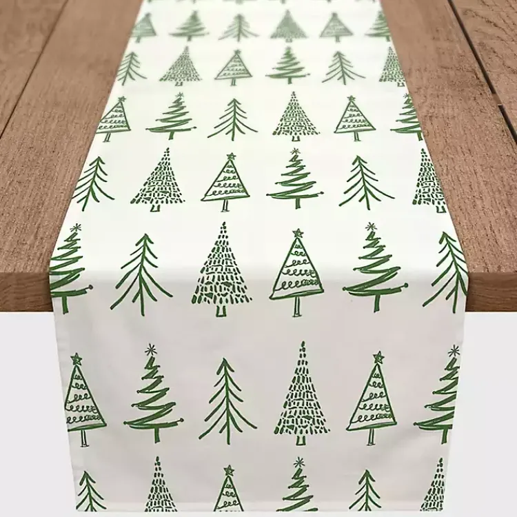 Table Linens-Kirklands Home Green Christmas Tree Table Runner