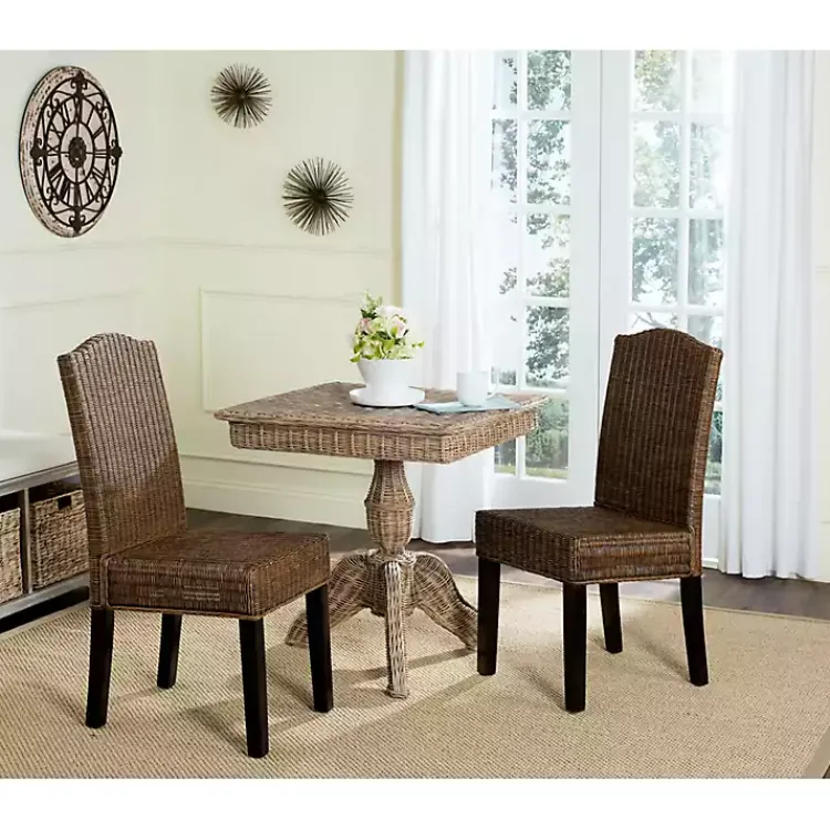 Dining Chairs-Kirklands Home Camelback Wicker Dining Chairs, Set of 2 Brown