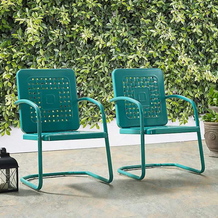 Outdoor Seating-Kirklands Home Retro Basket Weave Chairs, Set of 2 Blue
