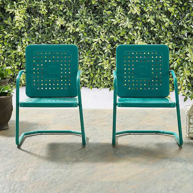 Outdoor Seating-Kirklands Home Retro Basket Weave Chairs, Set of 2 Blue