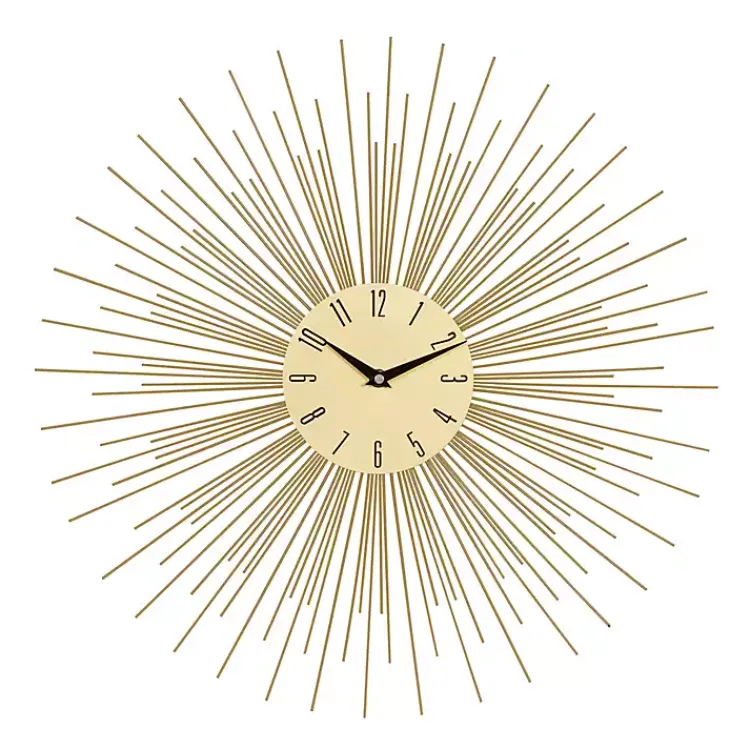 Clocks-Kirklands Home Gold Metal Sunburst Wall Clock
