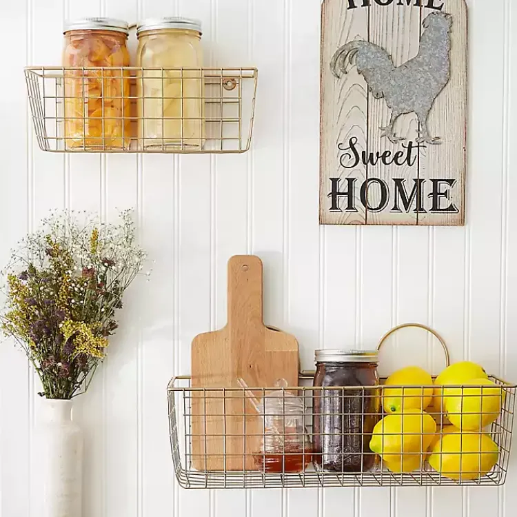 Wall Storage-Kirklands Home Antique Gold 2-pc. Wire Basket Set