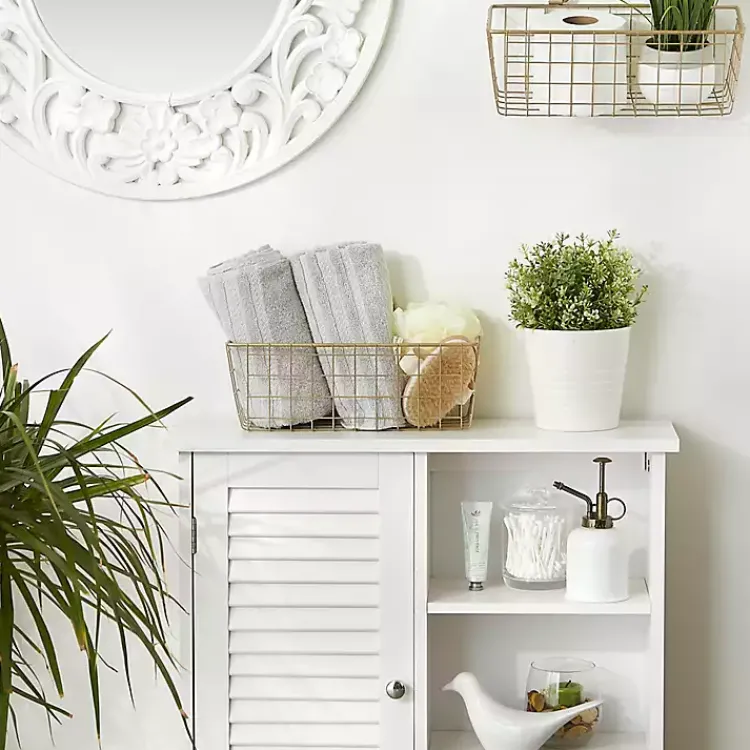 Wall Storage-Kirklands Home Gold Metal Wire Cage Wall Baskets, Set of 2