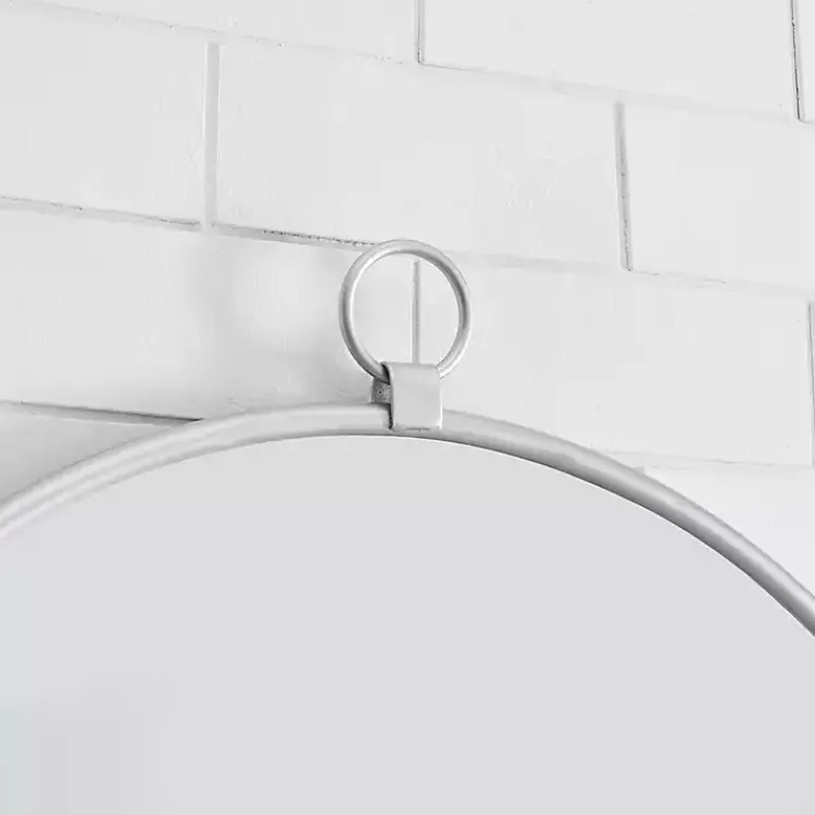 Decorative Mirrors-Kirklands Home Metal Frame Round Wall Mirror Silver