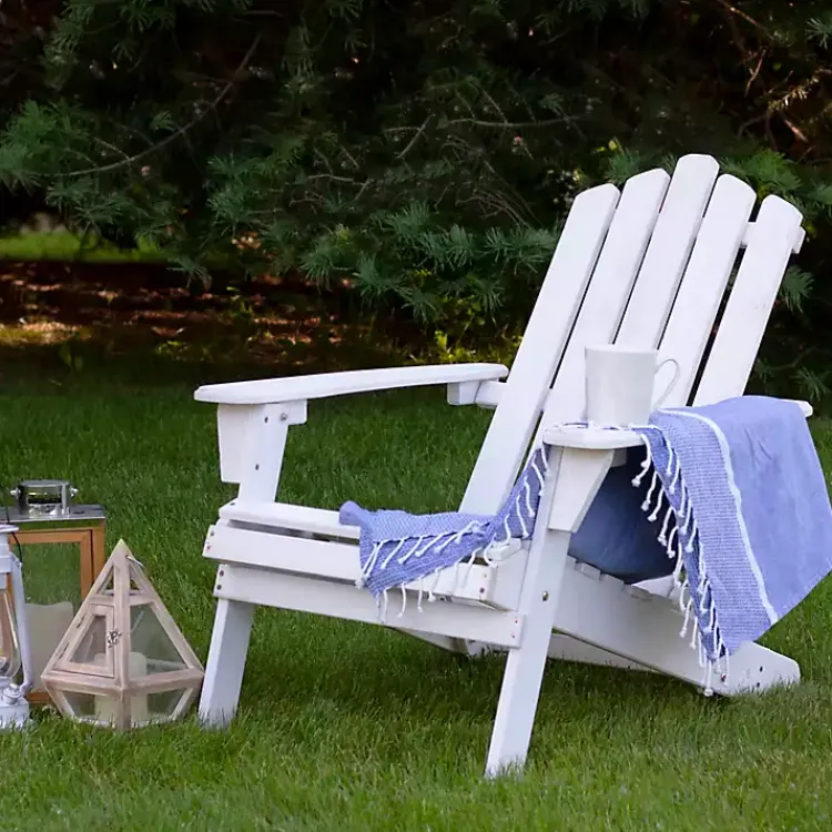 Outdoor Seating-Kirklands Home Folding Wooden Adirondack Chair White