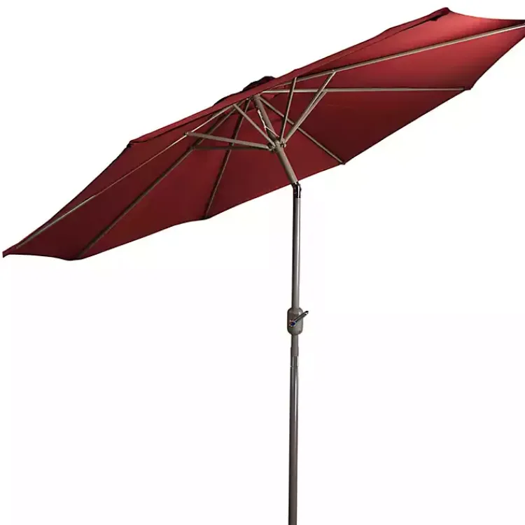 Outdoor Accent Furniture-Kirklands Home Burgundy Tilt Hand Crank Outdoor Umbrella