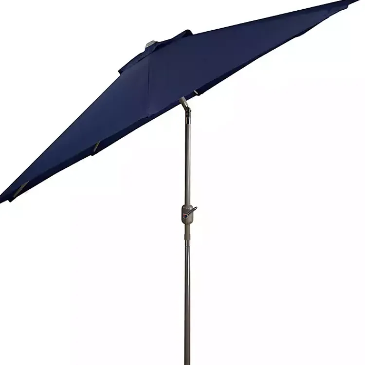 Outdoor Accent Furniture-Kirklands Home Dark Navy Tilt Hand Crank Outdoor Umbrella