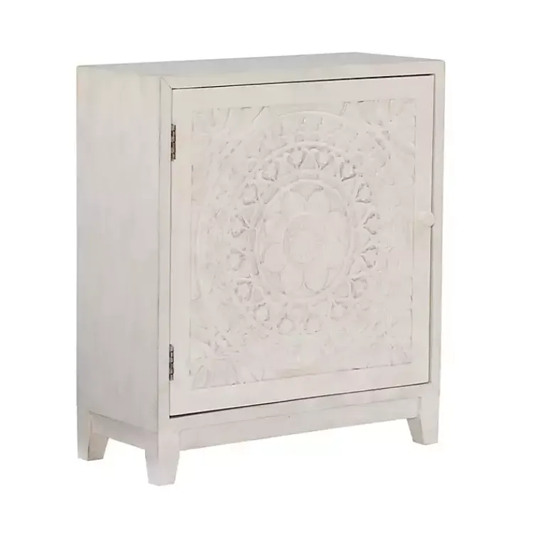 Cabinets & Sideboards-Kirklands Home Smokey Resin Medallion Door Cabinet White
