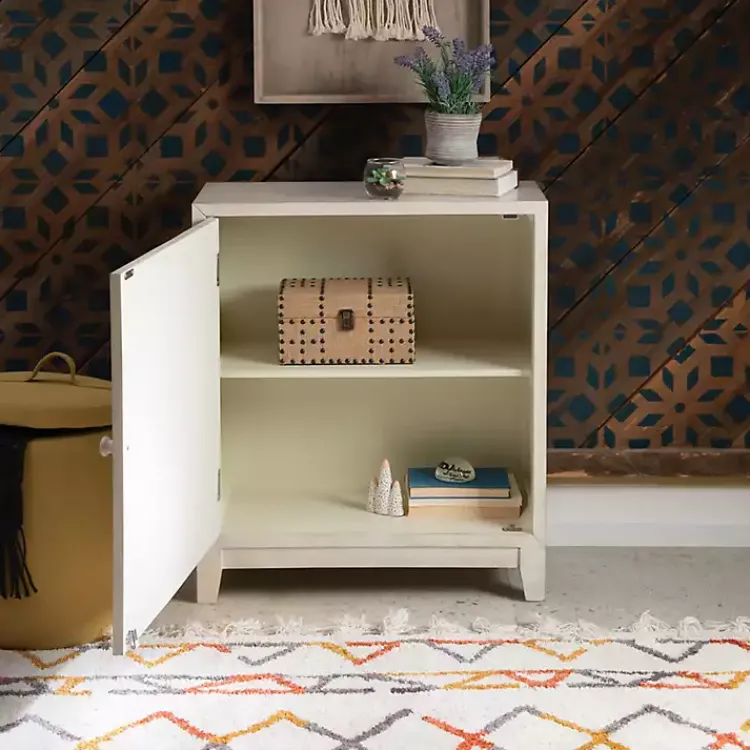 Cabinets & Sideboards-Kirklands Home Smokey Resin Medallion Door Cabinet White