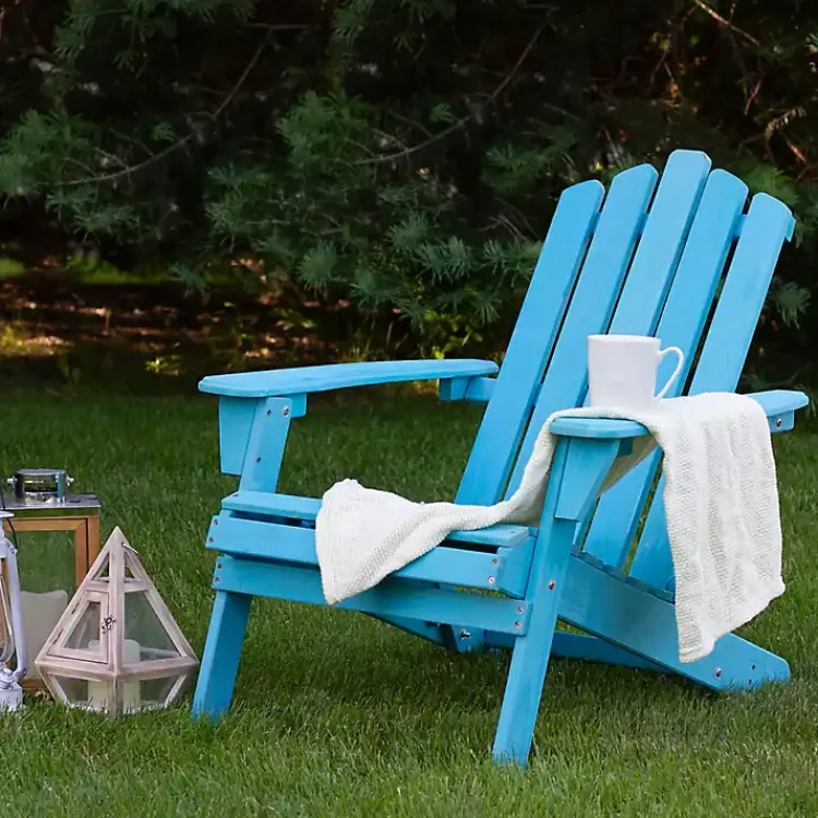 Outdoor Seating-Kirklands Home Ocean Outdoor Folding Adirondack Chair Blue