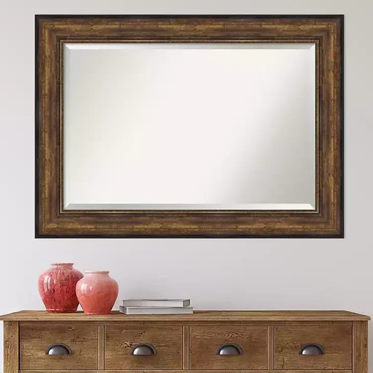 Decorative Mirrors-Kirklands Home Bronze Frame Beveled Mirror, 43.5x31.5 in.