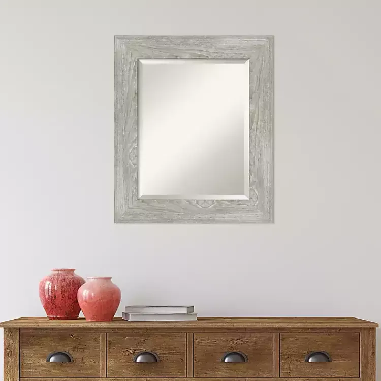Decorative Mirrors-Kirklands Home Dove Gray Scoop Frame Beveled Mirror, 22x26 in.