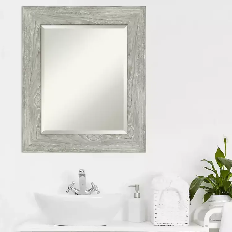 Decorative Mirrors-Kirklands Home Dove Gray Scoop Frame Beveled Mirror, 22x26 in.