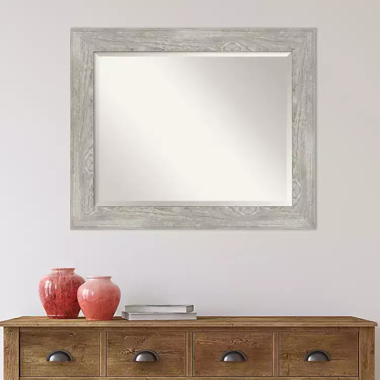 Decorative Mirrors-Kirklands Home Dove Gray Scoop Frame Beveled Mirror, 34x28 in.