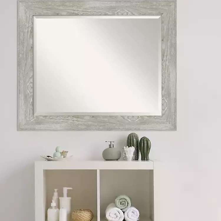 Decorative Mirrors-Kirklands Home Dove Gray Scoop Frame Beveled Mirror, 34x28 in.