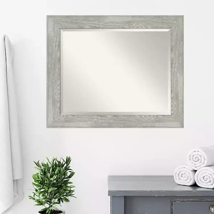 Decorative Mirrors-Kirklands Home Dove Gray Scoop Frame Beveled Mirror, 34x28 in.