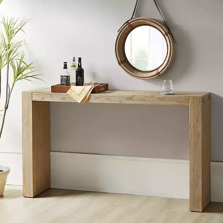 Console Tables-Kirklands Home Natural Wood Frame Console Table