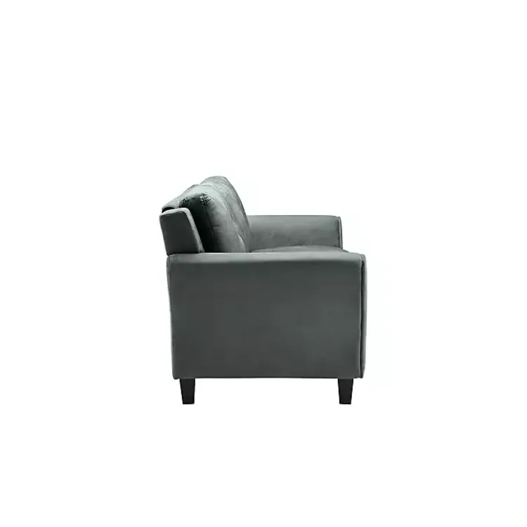 Sofas & Loveseats-Kirklands Home Dark Kelly Microfiber Rolled Arm Loveseat Gray