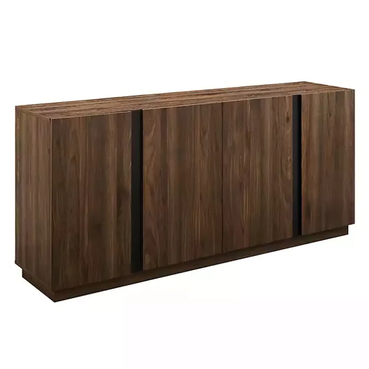 Cabinets & Sideboards-Kirklands Home Dark Walnut Wood and Black Metal Sideboard
