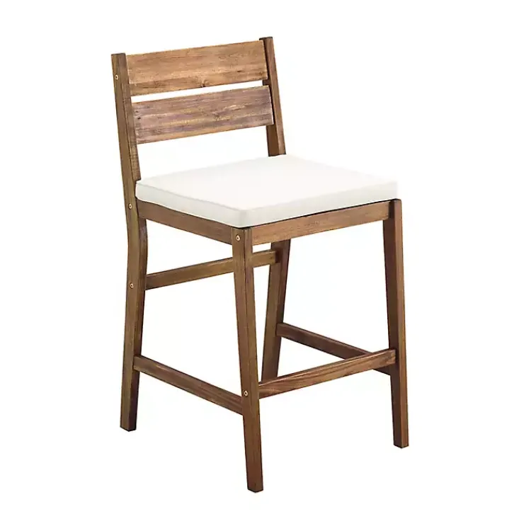 Outdoor Seating-Kirklands Home Acacia Slat Back Outdoor Counter Stools, Set of 2