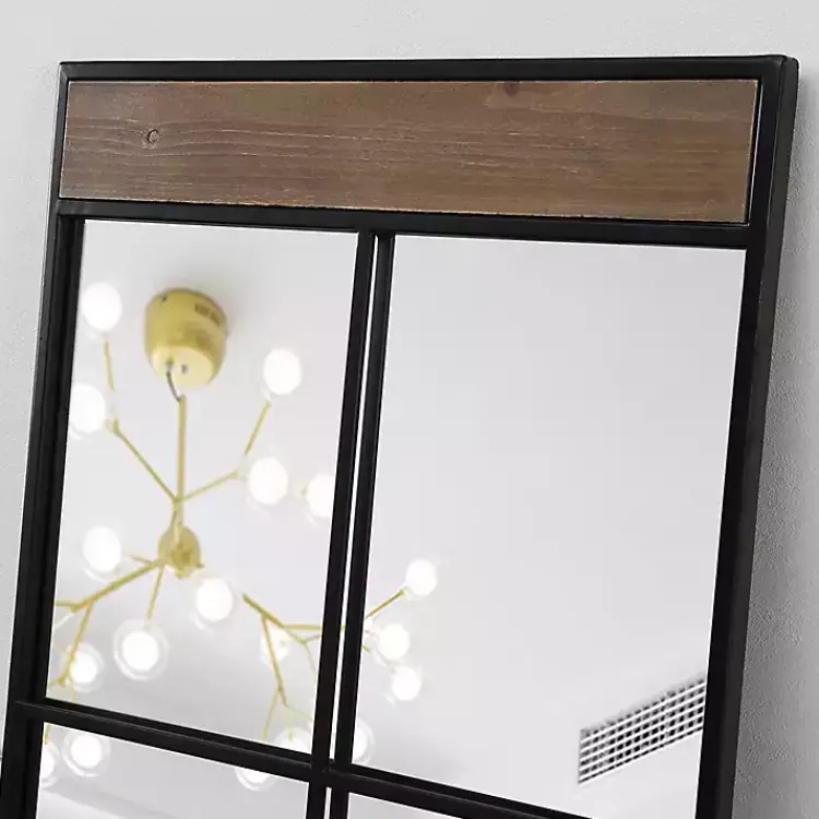 Decorative Mirrors-Kirklands Home Black Metal Window Grid Standing Mirror