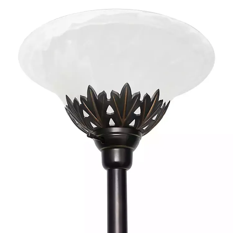Floor Lamps-Kirklands Home Bronze and White 3-Scallop Glass Floor Lamp Brown