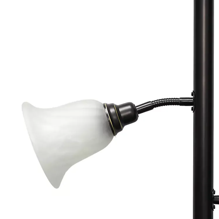 Floor Lamps-Kirklands Home Bronze and White 3-Scallop Glass Floor Lamp Brown