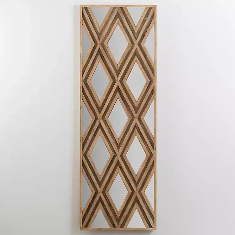 Wall Plaques-Kirklands Home Fir Wood Diamond Mirrored Wall Plaque