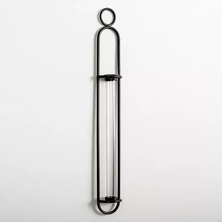 Wall Storage-Kirklands Home Black Singular Glass Wall Budvase