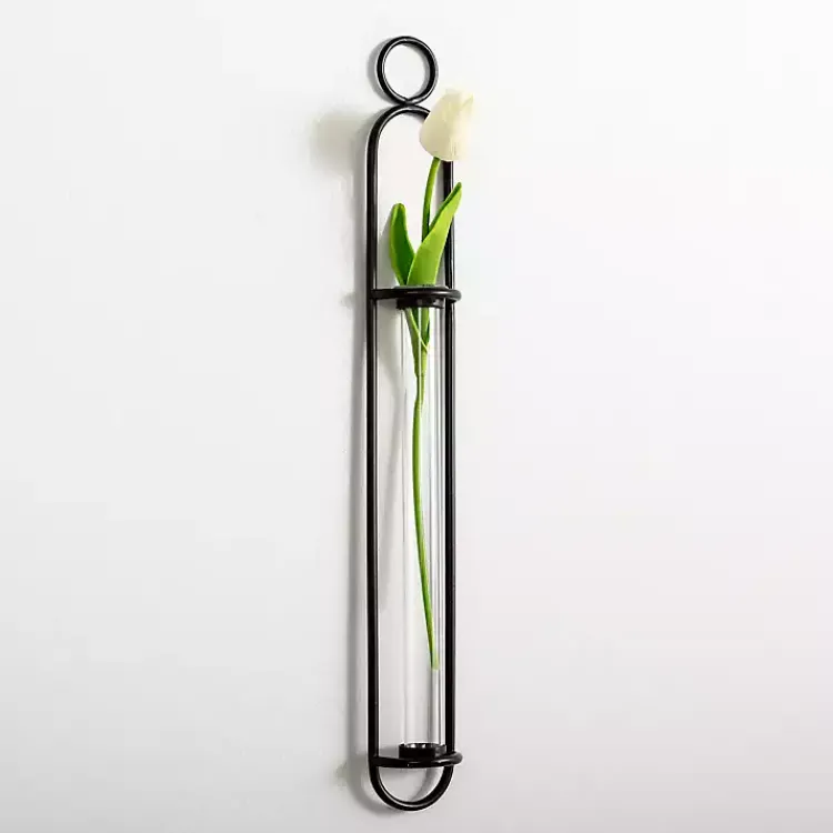 Wall Storage-Kirklands Home Black Singular Glass Wall Budvase
