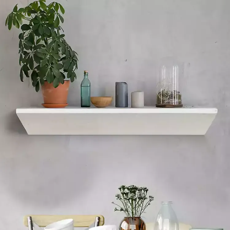 Shelves-Kirklands Home White Wedge Wood Small Floating Shelf