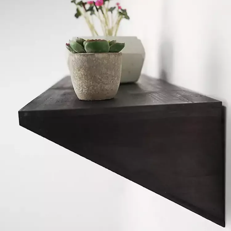 Shelves-Kirklands Home Black Wedge Wood Small Floating Shelf