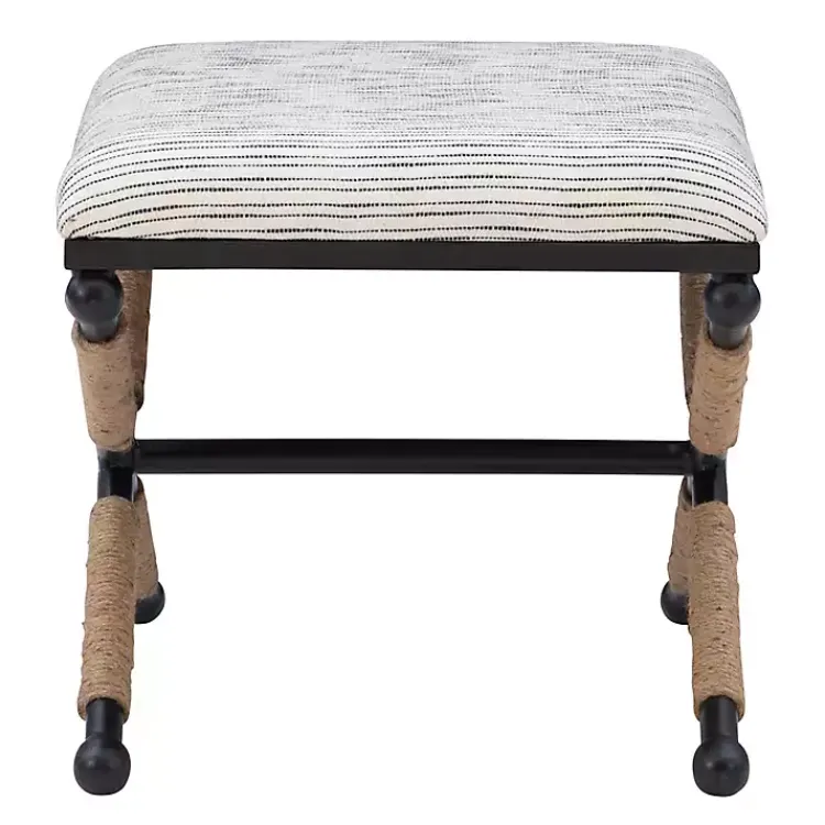 Benches & Ottomans-Kirklands Home Eclectic Black and White Striped X Frame Bench