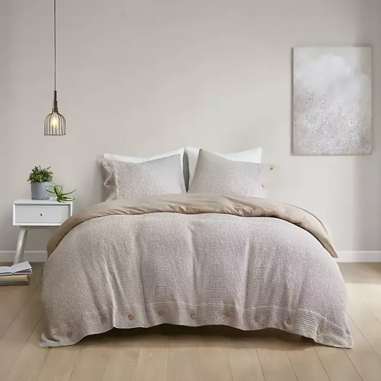 Duvets-Kirklands Home Alaya 4-pc. California King Waffle Duvet Set Tan