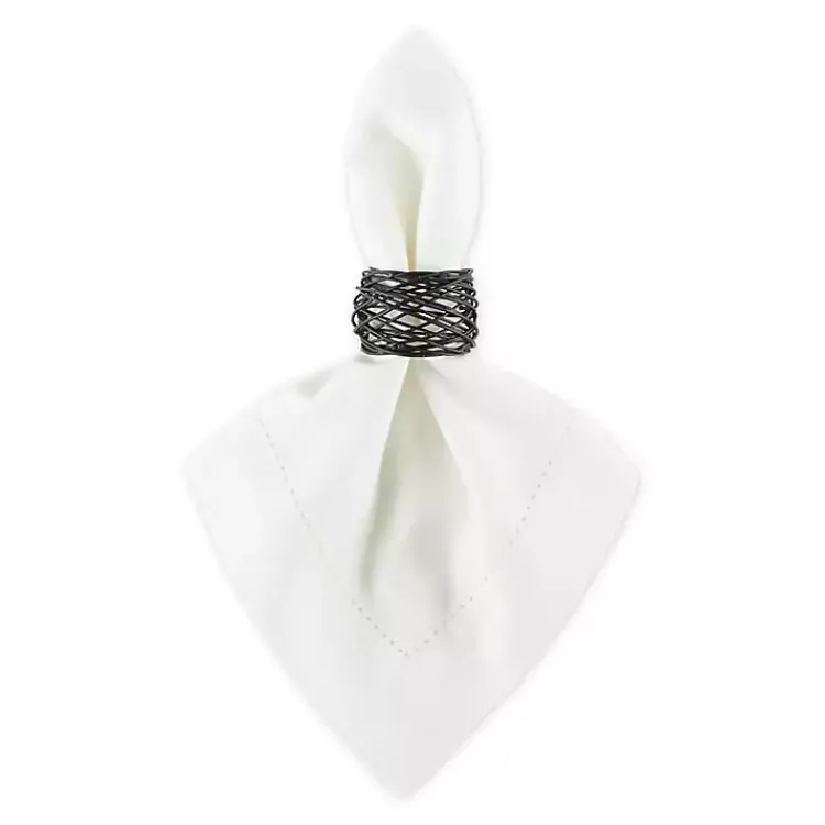 Table Linens-Kirklands Home Bird Nest 6-pc. Napkin Ring Set Black