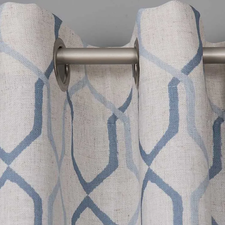 Curtains & Drapes-Kirklands Home Blue Interlock Single Curtain Panel, 84 in.