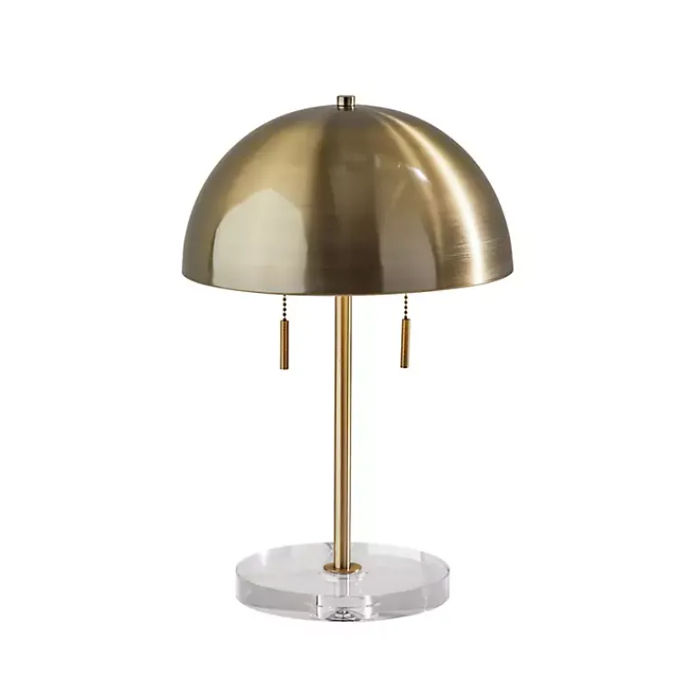 Table Lamps-Kirklands Home Antiqued Brass Dome Shade Table Lamp Gold