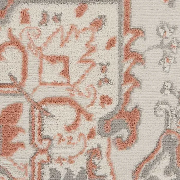 Area Rugs-Kirklands Home Ivory and Rose Floral Medallion Area Rug, 5x7