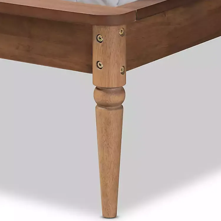 Beds & Headboards-Kirklands Home Walnut Rattan Swooping Queen Platform Bed