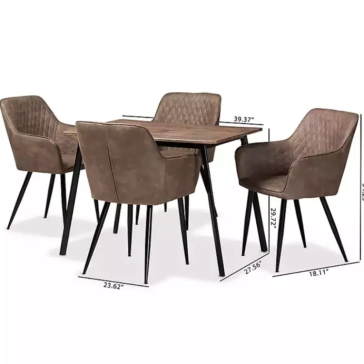 Dining Tables-Kirklands Home Table and Leather Bucket Chairs 5-pc. Dining Set