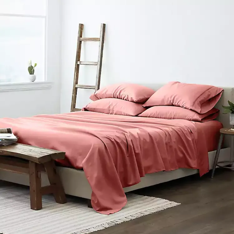 Bed Sheets-Kirklands Home Clay Solid 6-pc. Twin Sheet Set Orange