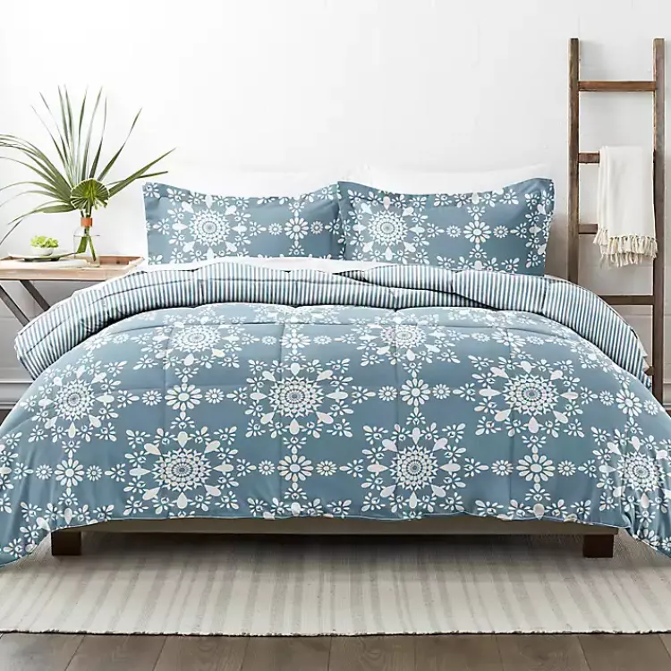 Comforters-Kirklands Home Daisy Medallion King 3-pc. Comforter Set Blue