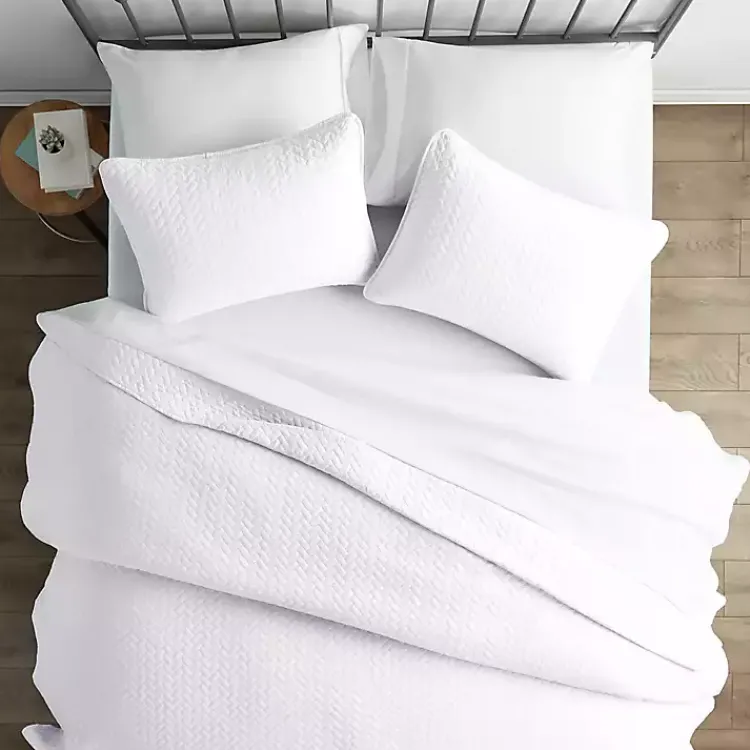 Bedspreads & Coverlets-Kirklands Home Herringbone Quilted 2-pc. Twin Coverlet Set White